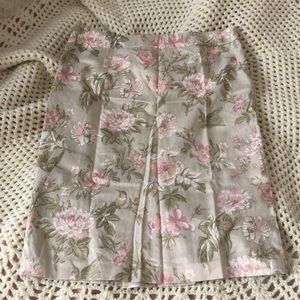 Dolce and Gabbana Bird Pink Floral Beige Pencil Skirt S - M